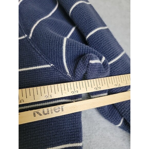 Ralph Lauren Thermal Shirt Mens 2XL Blue Stripe Cotton Preppy Stretch Dad Logo - Picture 8 of 10